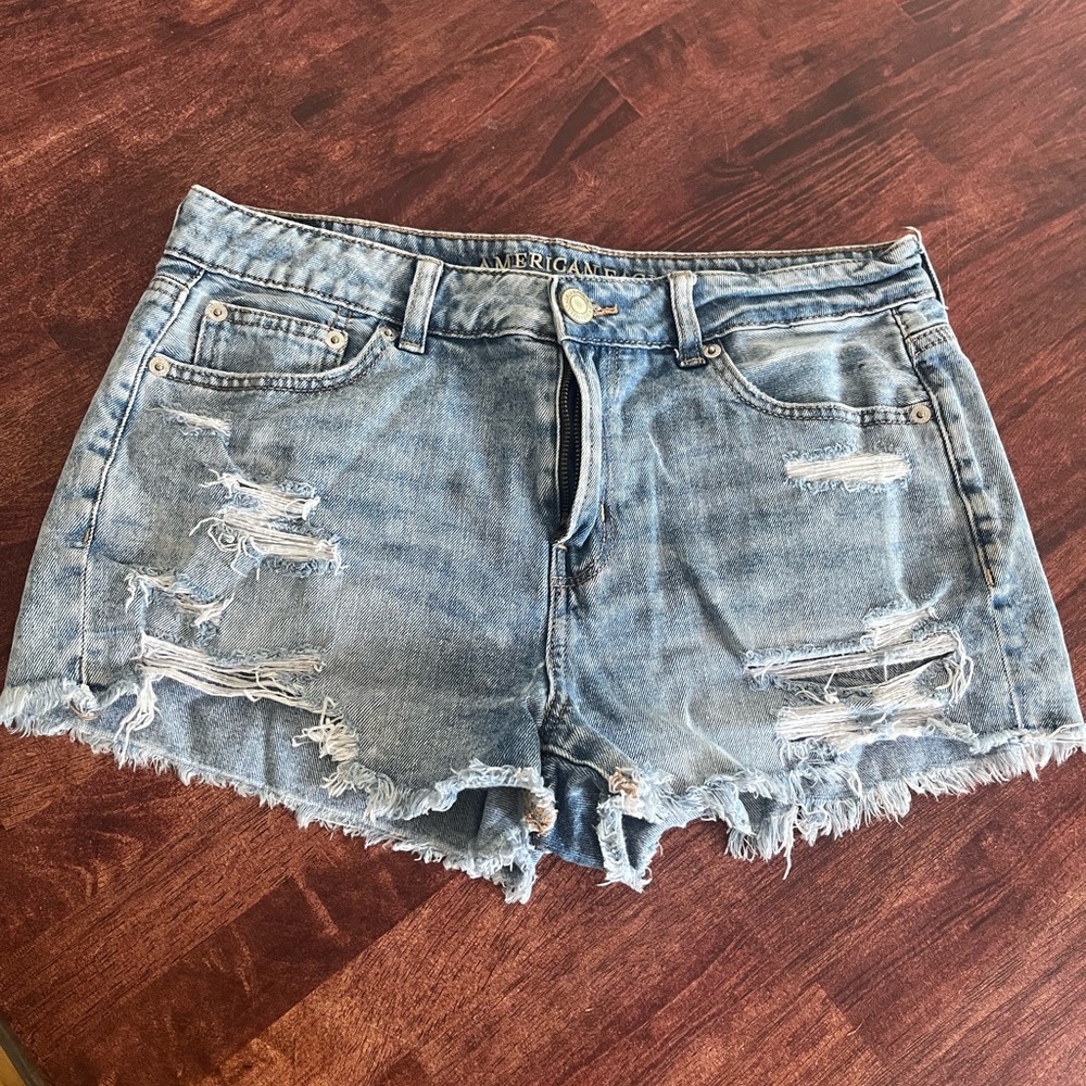 American Eagle Outfitters Distressed Light Blue Jean Shorts